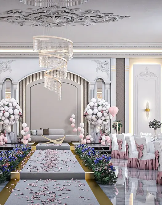 تصميم صالات الأفراح بتجربة متكاملة من الفكرة حتى التنفيذ